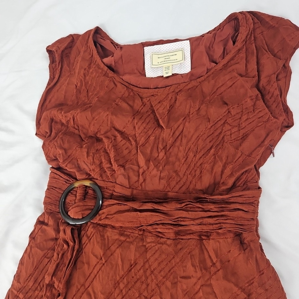 Anthropologie Moulinette Soeurs Guinevere Belted Boho Maxi Orange Dress Size 2P - Picture 12 of 16